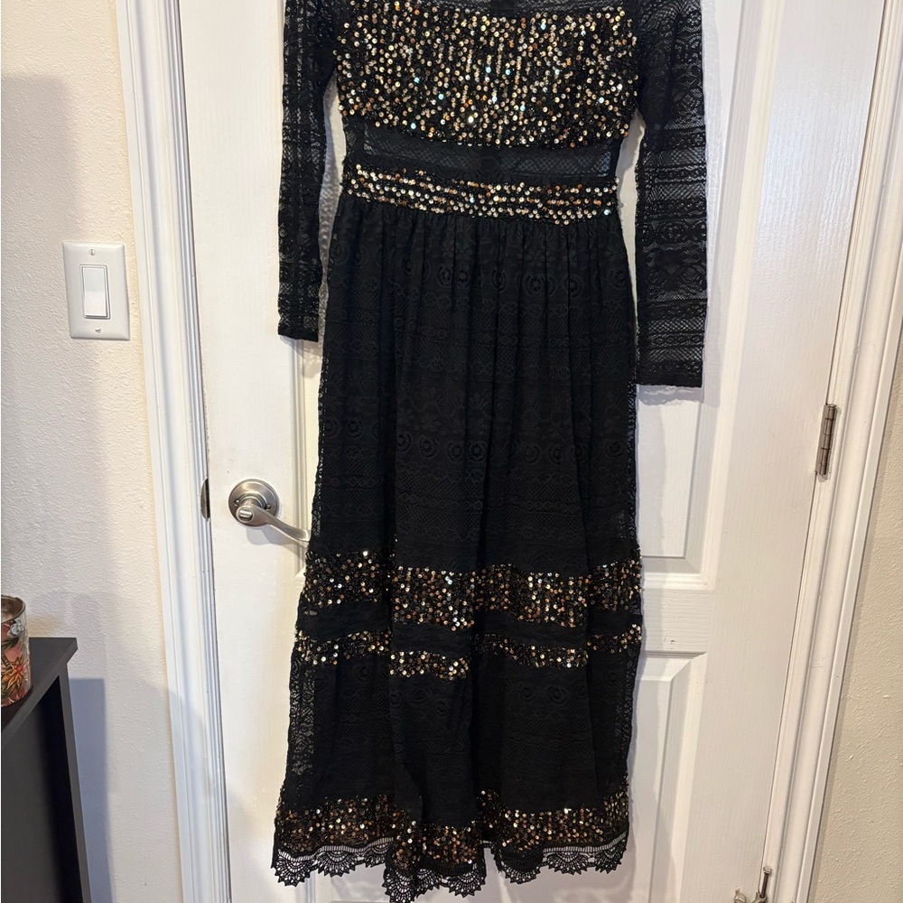 SHEIN Black Dress with Gold Accents